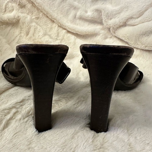 Prada mules with wooden heel, leather, size 38, like new