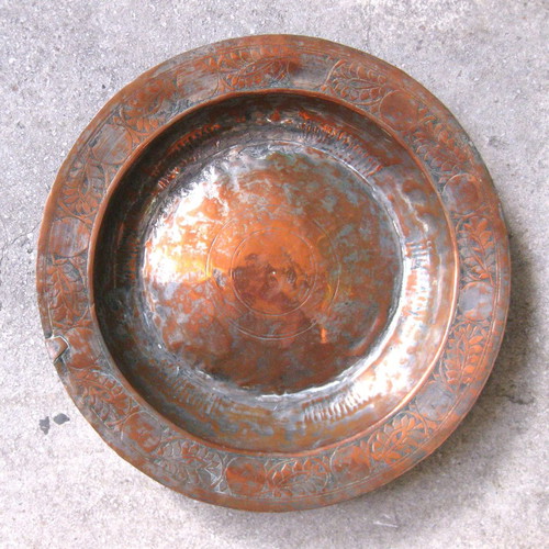 Antique copper plate used with decoration