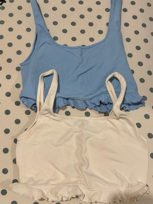 Crop top μεταχειρισμένα λευκό και γαλάζιο S Zara, κατάσταση 9/10