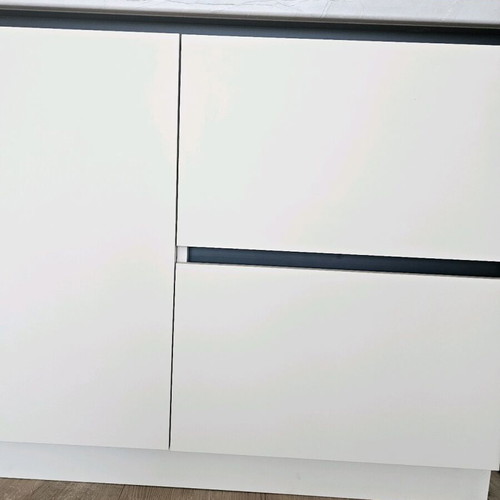 L-shaped kitchen new MDF and chipboard cabinets with Latte color