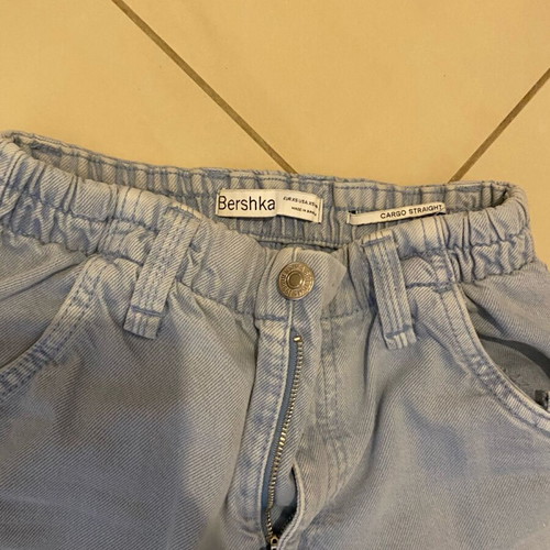 Cargo straight Bershka pants blue like new, size XS