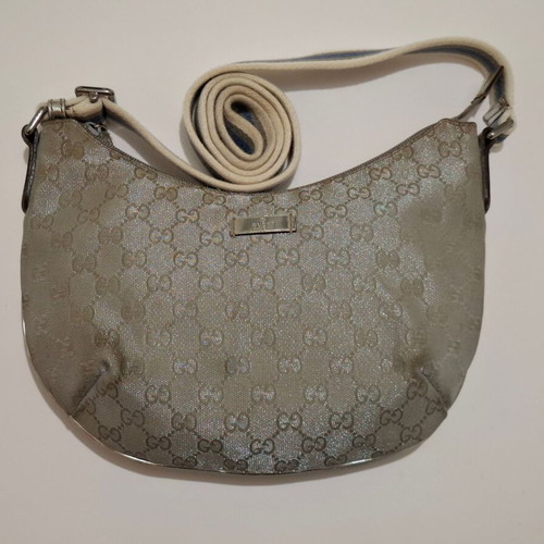 Gucci Crossbody Bag Metallic Silver Canvas used