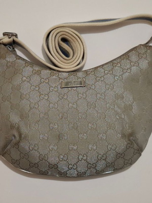 Gucci Crossbody Bag Metallic Silver Canvas used