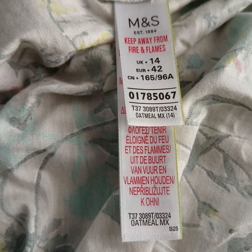 Marks & Spencer pajama top new, colorful, size 14, short sleeve