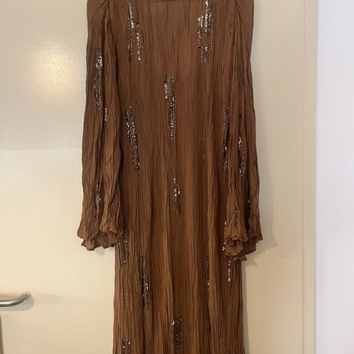 Zara limited edition brown dress with sequins size S new with tag