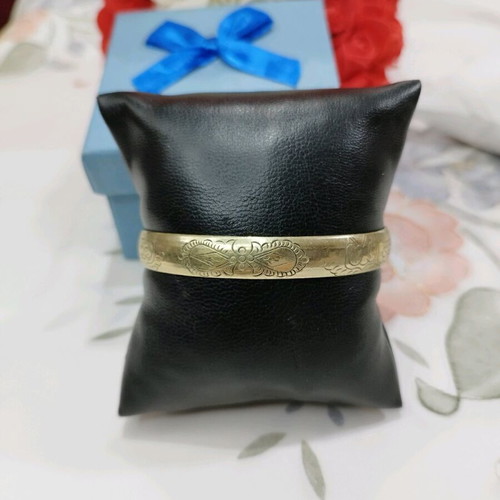 Antique handmade cuff bracelet used, gold color (~1900)
