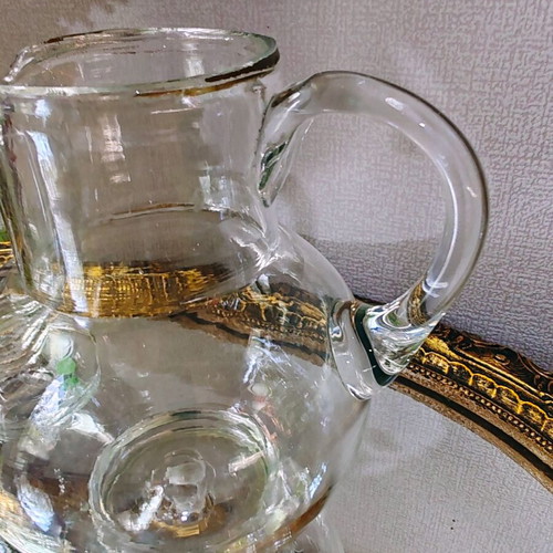 Vintage set of 3 solid glass pitchers and vase, Austria