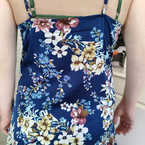 Satin maxi dress floral dark blue size L like new