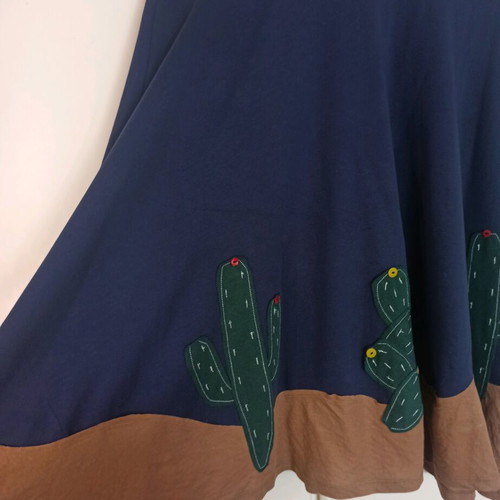Blue skirt in A-line with cactus designs, like new, one size