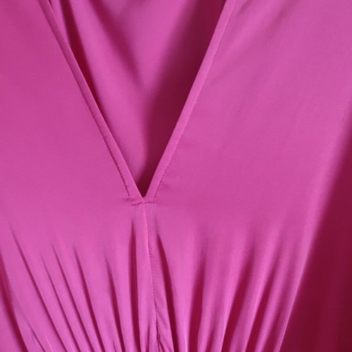 Fuchsia satin maxi dress XL–3XL like new with gold details