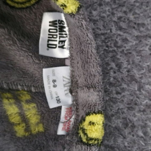 Zara x Smiley World pajamas set used, grey with yellow prints