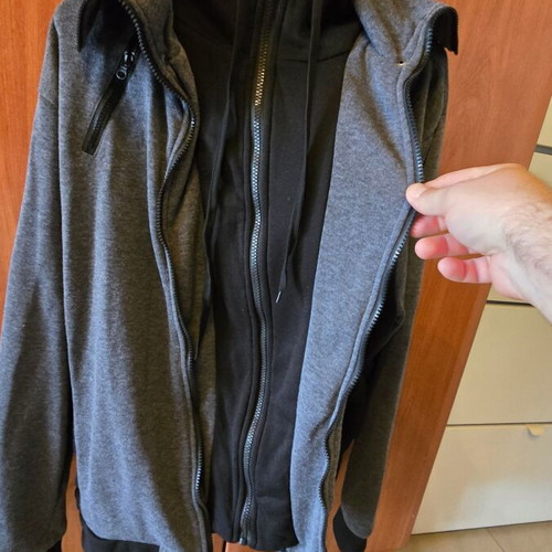 Jacket XL with hood, thin spring, like new, black and gray