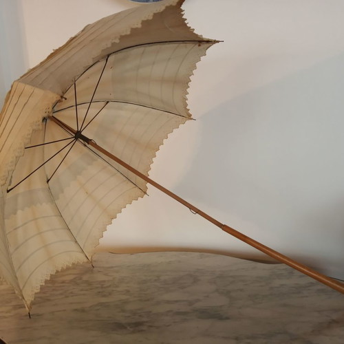 White fabric antique umbrella from the 1920s