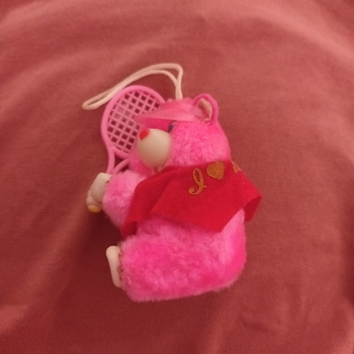 Vintage Tsibbi Tsibbi clip-on teddy bear with tennis racket used