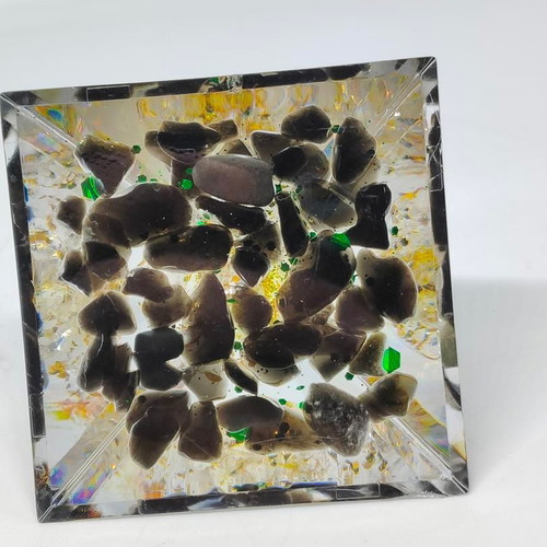 Orgonite Pyramid with Obsidian and Tree of Life