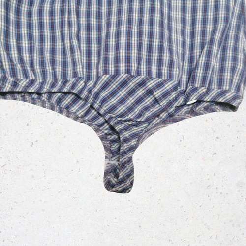 Kocca plaid bodysuit shirt Small new, blue and white