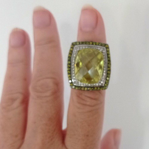 Statement silver 925 ring with citrine, new