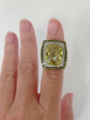 Statement silver 925 ring with citrine, new