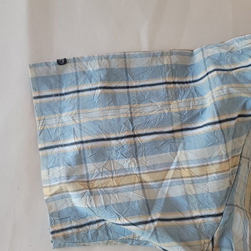 Point Zero Crinkle Shirt Blue Check short sleeve new, size M