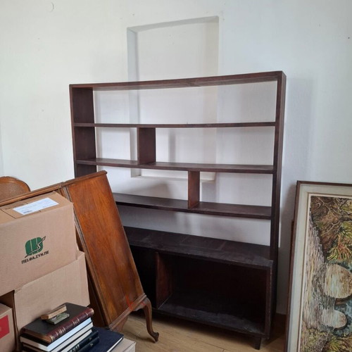 Wooden bookcase used with dimensions 160x180x26/36 cm