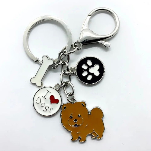 Chow Chow dog keychain brown new