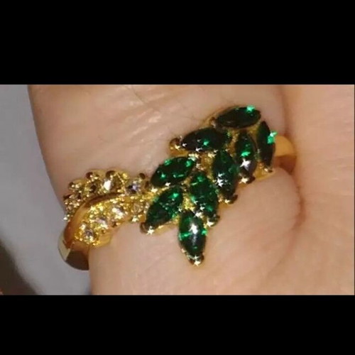 Elegant ring wreath new, 14K yellow gold with crystals and diamonds