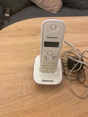 Panasonic KX-TG1611GR cordless phone, white and purple