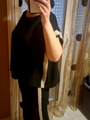 Set with Pants and Top like new, black with embroidery