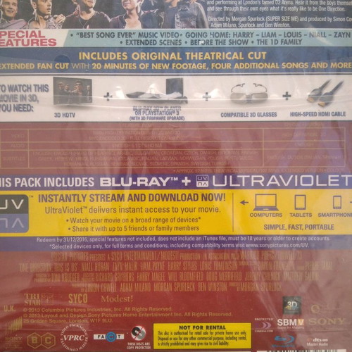 One Direction This Is Us Blu-ray 3D + Blu-ray 2D used, pop