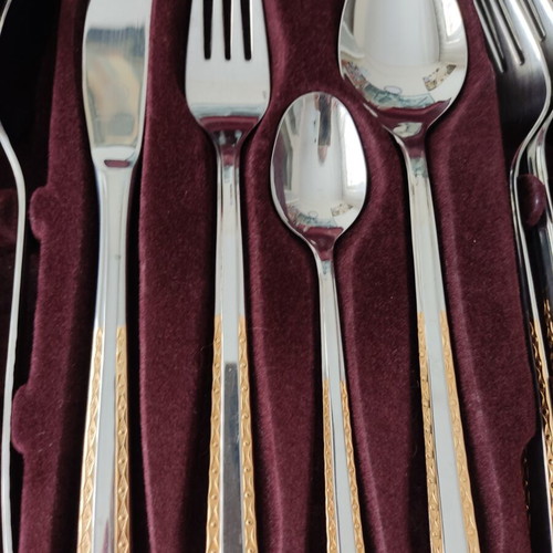 Solingen cutlery set 68 pieces stainless steel 18/10 gold details with luxury case