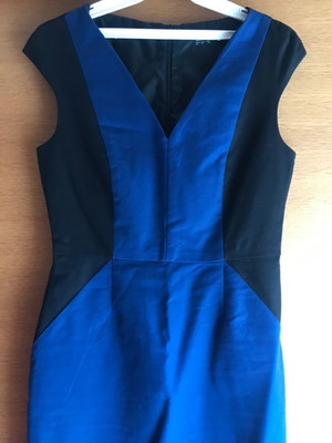 ZARA Dress Medium Two-Tone Blue and Black Used Slim Fit