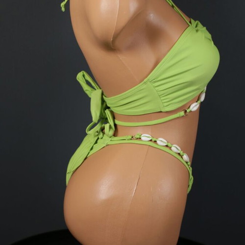 Bikini two-piece elegant green with shells new