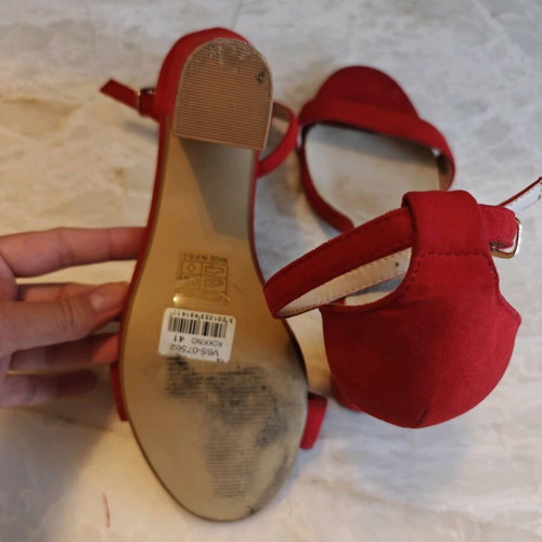 Red suede-style sandals like new, size 41
