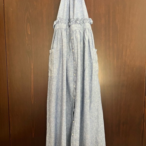 Mango dress like new, cotton with linen, backless, blue
