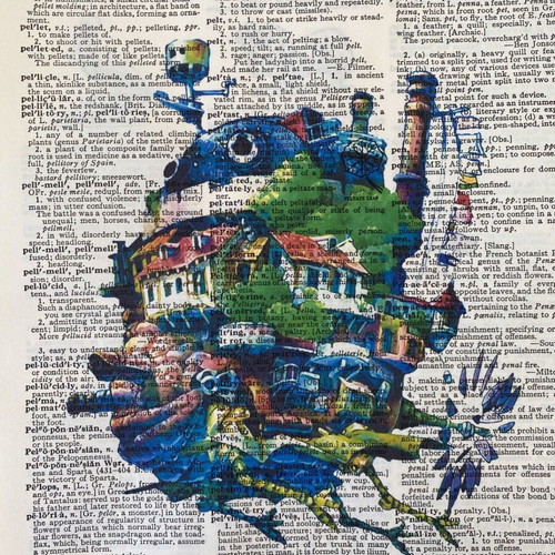 Howl's Moving Castle print on dictionary page new