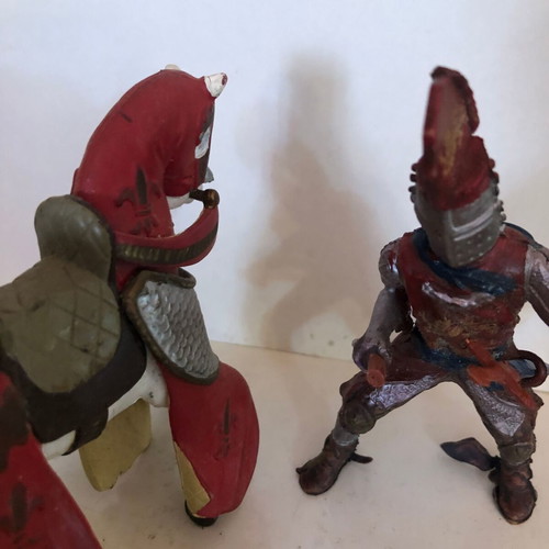 Papo figure knight with horse used, old toy