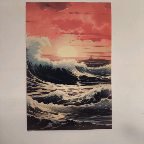 Triple Japanese Art Poster Like New "The Wave"