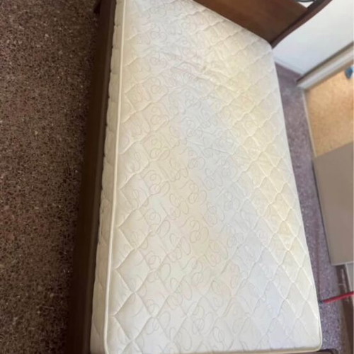 Wooden Semi-Double Bed with Mattress Like New, Walnut Color