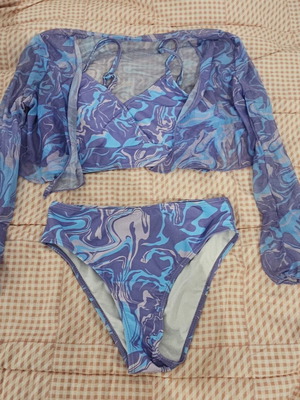 Children's swimwear set like new, blue and pink, sizes 152-158 cm