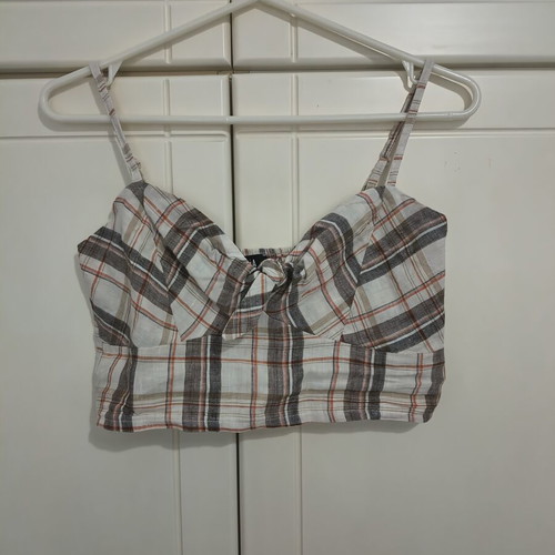 Checked crop top Paranoia like new, beige, size L
