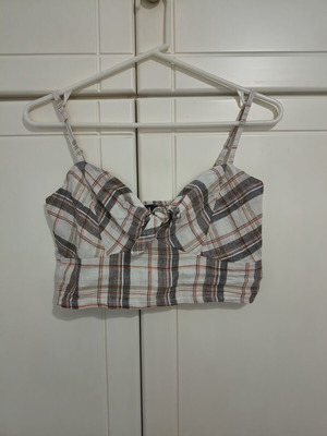Checked crop top Paranoia like new, beige, size L