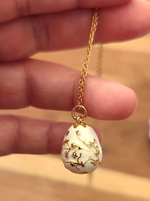 Egg necklace with enamel and gold-plated designs new