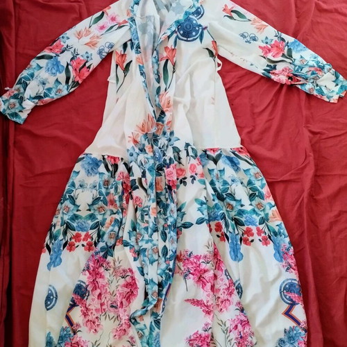 Maxi dress used with buttons Italian polyester, wide fit
