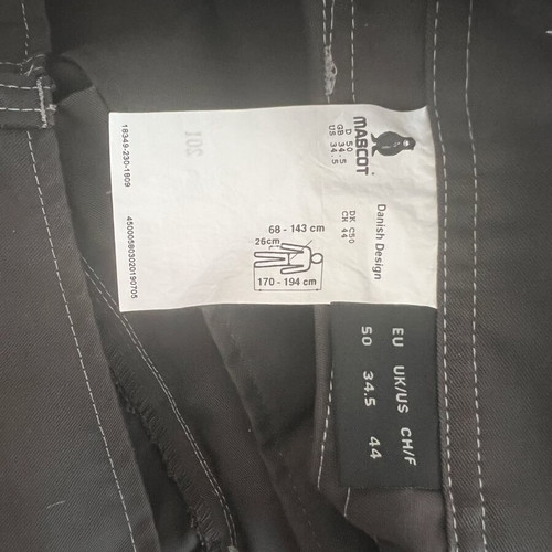 Mascot men's work pants size 50 like new, dark gray
