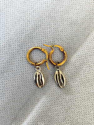 Steel dangle earrings used with rose gold clasp and gold shell