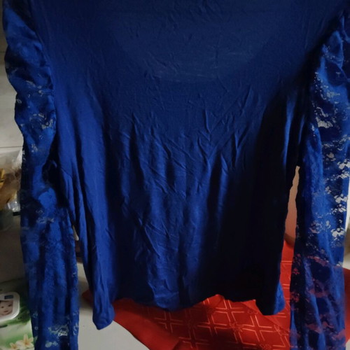 Italian blouse blue electric with lace details like new small