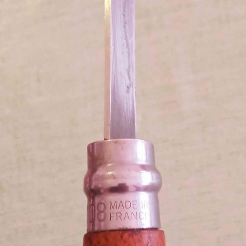 Opinel N08 Inox σουγιάς μεταχειρισμένος με custom ρουστίκ ξύλινη λαβή