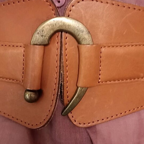 Pieces leather belt with elastic, like new, brown, size 75