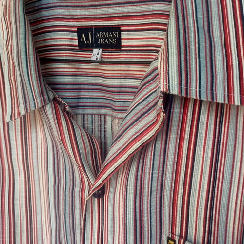 Armani Jeans linen shirt colorful striped size L like new