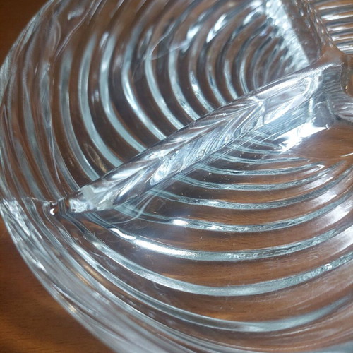 Vintage crystal platter like new with embossed designs 21x21